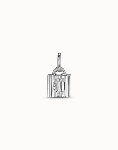 Unode50 Sterling Silver-plated Padlock Charm With Topaz Letter C