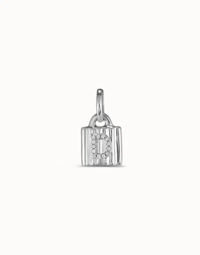 Unode50 Sterling Silver-plated Padlock Charm With Topaz Letter D In White