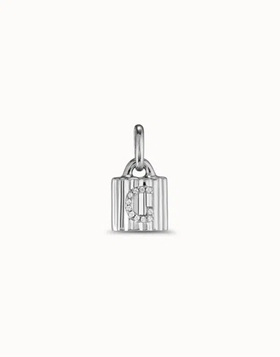 Unode50 Sterling Silver-plated Padlock Charm With Topaz Letter G In White