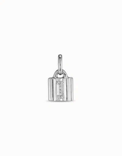 Unode50 Sterling Silver-plated Padlock Charm With Topaz Letter I In White