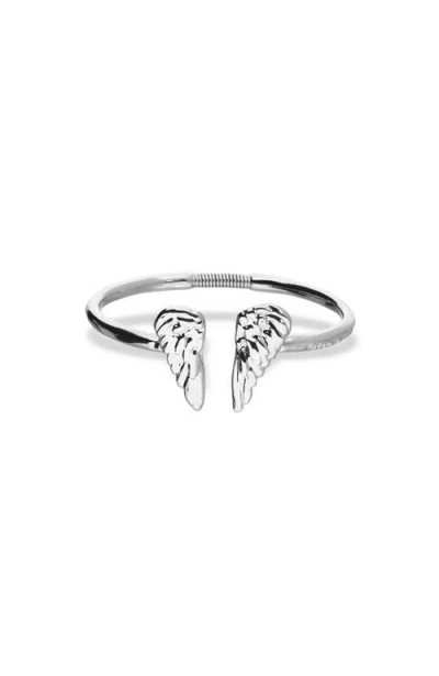 Unode50 Sterling Silver-plated Rigid Bracelet With Wing Detail At The Ends