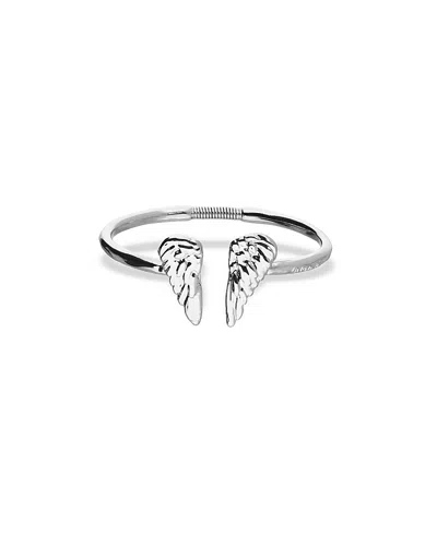 Unode50 Sterling Silver-plated Rigid Bracelet With Wing Detail At The Ends In Metallic