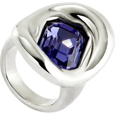 Unode50 Sterling Silver-plated Ring With Purple Crystal In Metallic