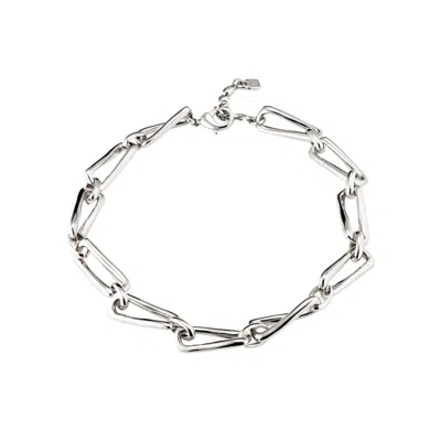 Unode50 Structured Square Link Necklace In Metallic