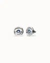 Unode50 Stud Earrings With Blue Crystal In Transparent