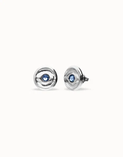 Unode50 Stud Earrings With Blue Crystal