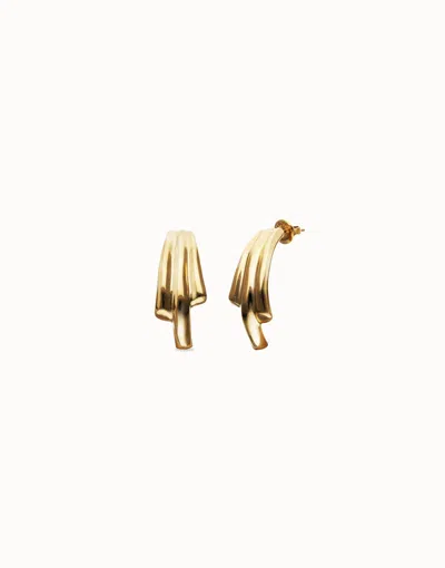 Unode50 Stud Earrings With Elongated Organic Shapes In Gold