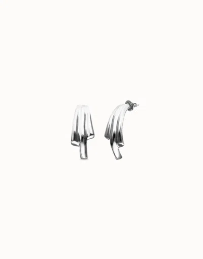 Unode50 Stud Earrings With Elongated Organic Shapes In Silver