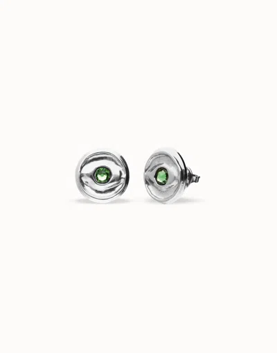 Unode50 Stud Earrings With Green Faceted Crystal