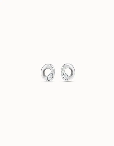 Unode50 Stud Oval Earrings With Light Grey Crystal In Silver