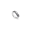 Unode50 Three Faceted Crystals Emerald Cut Metal Alloy Ring In Silver