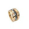 Unode50 Three Gray Faceted Crystal Metal Alloy Ring In Gold