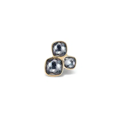 UNODE50 THREE GRAY IRREGULAR CRYSTAL METAL ALLOY RING