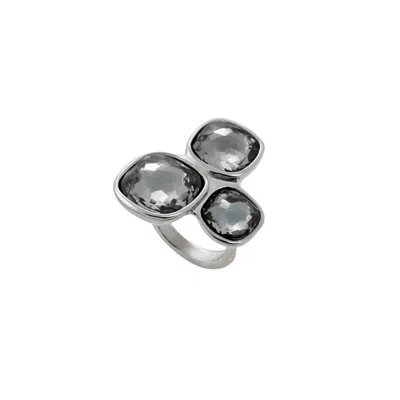 Unode50 Three Gray Irregular Crystal Metal Alloy Ring In Silver