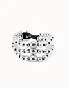 Unode50 Three Strand Beaded Leather Bracelet In Silver