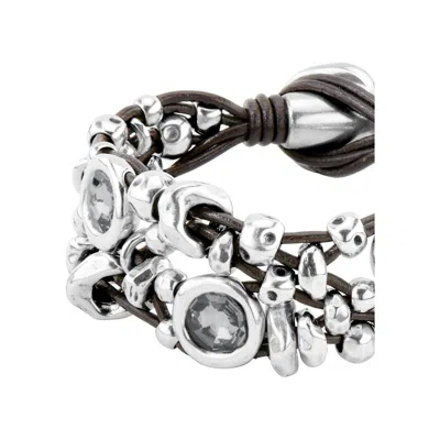 Unode50 Three-strand Grey Crystal Bracelet In Metallic