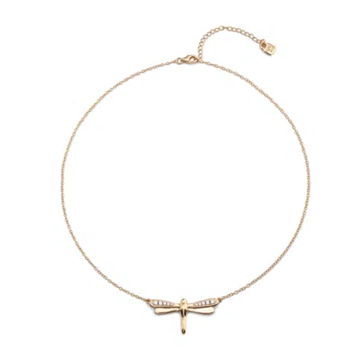 Unode50 Topaz Dragonfly Pendant Necklace In Gold