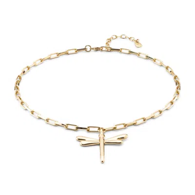 Unode50 Topaz Dragonfly Short Necklace In Gold