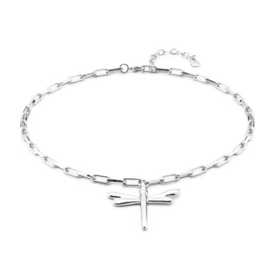 Unode50 Topaz Dragonfly Short Necklace In Silver
