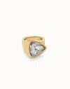 Unode50 Triangular Ring With Green Crystal In Multi