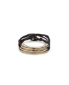 Unode50 Leather Bracelet With Three 18k Gold-plated Strands In Blue
