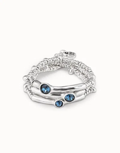 Unode50 Triple Beaded Bracelet With Blue Crystals