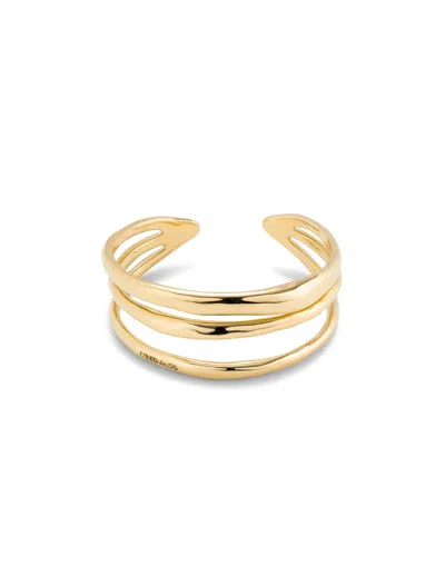 Unode50 Triple Curved Bangle Bracelet In Gold