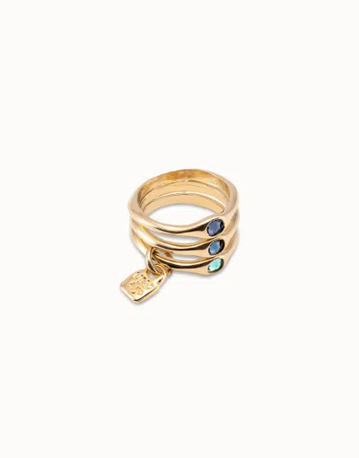 Unode50 Triple Ring With Blue Crystals
