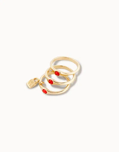 Unode50 Triple Ring With Red Crystals