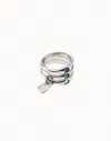 Unode50 Triple Ring With Red Crystals In Multi
