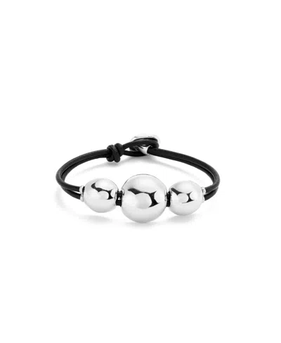 Unode50 Triple Silver Sphere Cord Bracelet