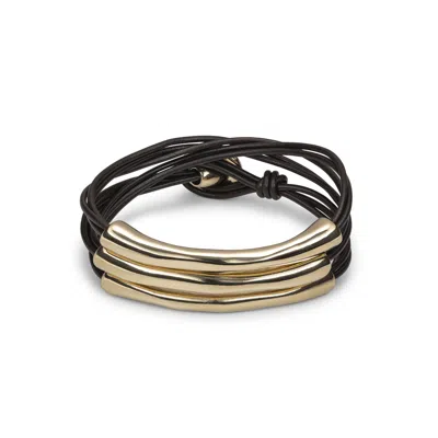 UNODE50 TRIPLE-TIER LEATHER TUBE BRACELET