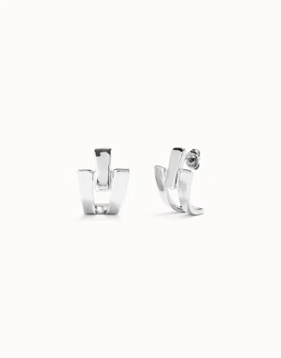 Unode50 Triple-curve Stud Earrings In Silver