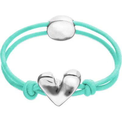 Unode50 Turquoise Elastic Thread Bracelet With Sterling Silver-plated Heart In Multi