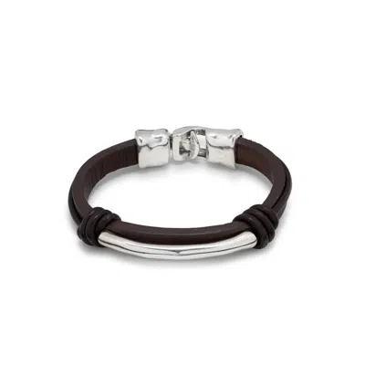 Unode50 Twin Knot Silver Tube Bracelet In Black