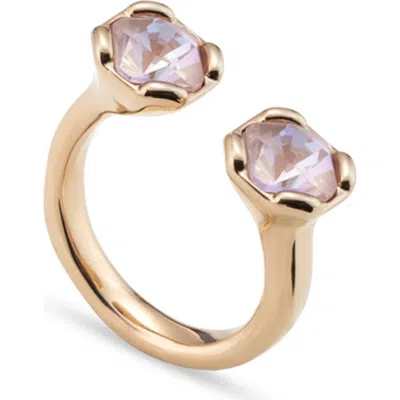 Unode50 Twin Pink Crystal Ring In Gold