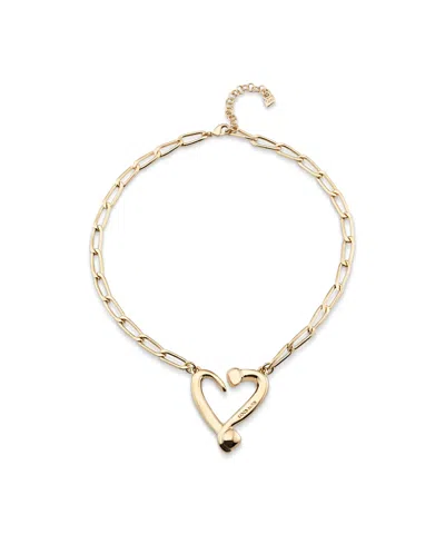 Unode50 Metal Alloy Medium Heart Necklace In Gold
