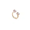 Unode50 Two Faceted Crystals Facing Each Other Metal Alloy Ring In Pink