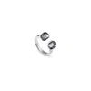 Unode50 Two Medium Boxes Faceted Crystals Metal Alloy Ring In Silver