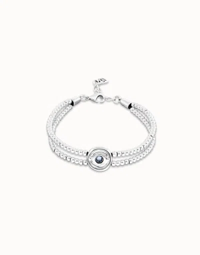 Unode50 Two-strand Beaded Bracelet With An Eye-shaped Charm In Blue