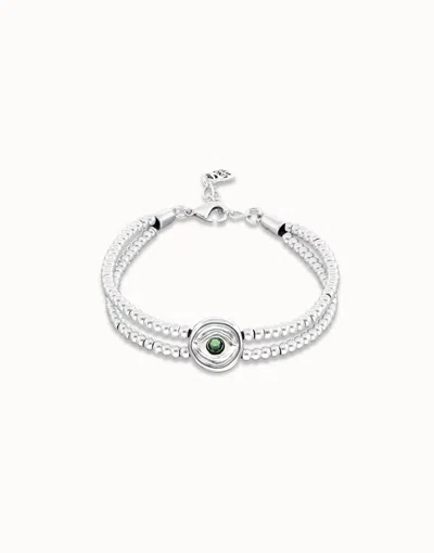 Unode50 Two-strand Beaded Bracelet With An Eye-shaped Charm In Green