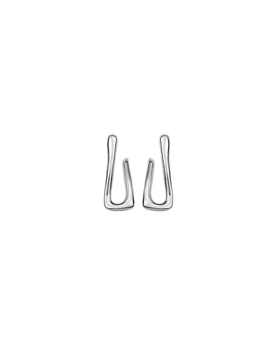 Unode50 Wave Hoop Earrings In Silver