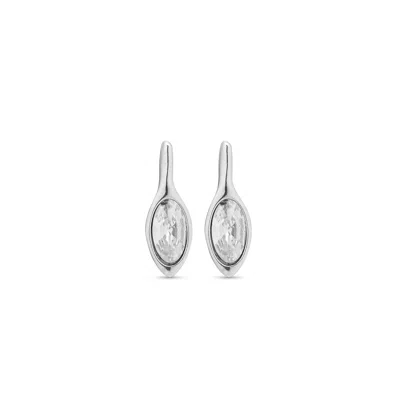 UNODE50 WHITE CRYSTAL DROP EARRINGS