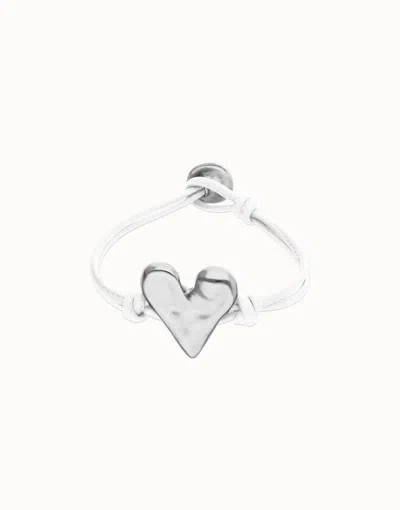 Unode50 White Leather Bracelet With Heart Detail In Brown