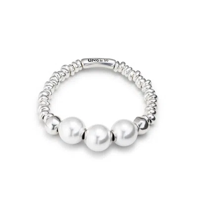 Unode50 White Pearl Bead Bracelet In Metallic