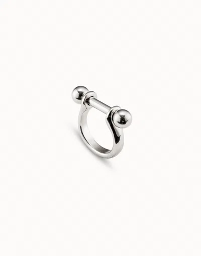 Unode50 Wide Ring With Textured Finish In Silver