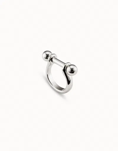 Unode50 Wide Ring With Textured Finish In Silver