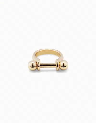 Unode50 Wide Ring With Textured Relief In Gold