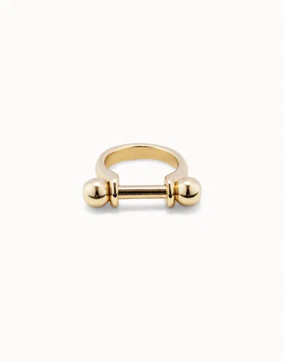 Unode50 Wide Ring With Textured Relief In Gold