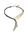 Unode50 18k Gold And Silver Short Adjustable Latigo Necklaces In Black